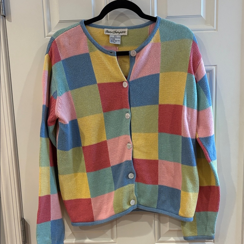 Norm Thompson Plaid Women's Sweater vintage Y2K